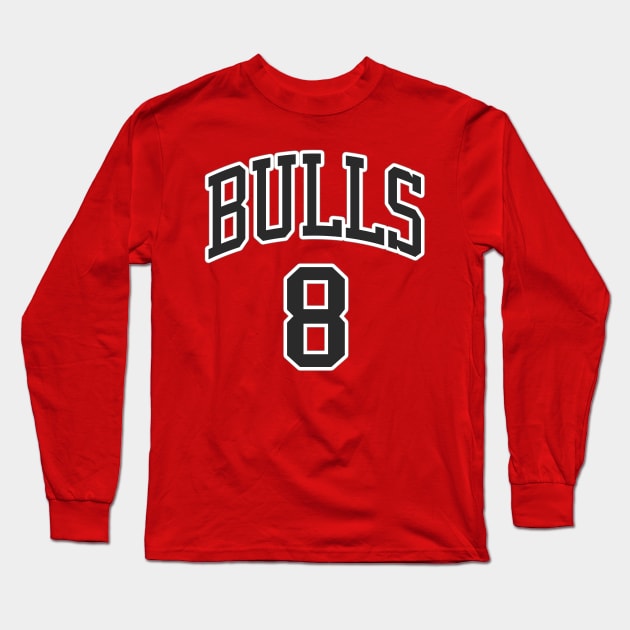 Bulls No. 8 Long Sleeve T-Shirt by Aine Creative Designs